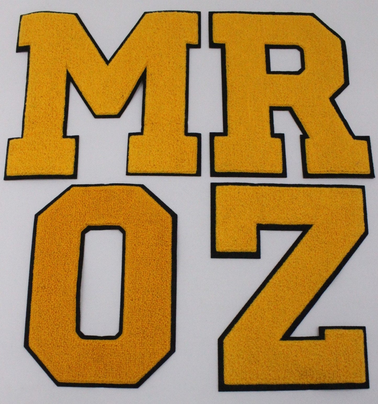 Large 8 Inch Chenille Letters w/ Black Background: Pick Your Letter / Color