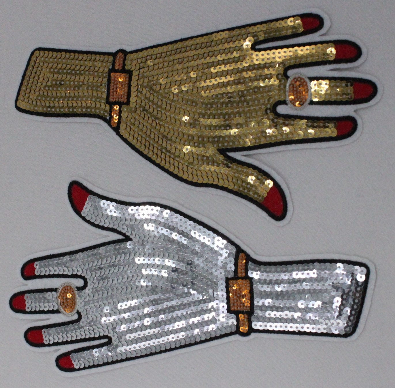 Gold/Silver Adorned Hand: Sequin and Embroidery Patch