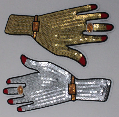 Gold/Silver Adorned Hand: Sequin and Embroidery Patch