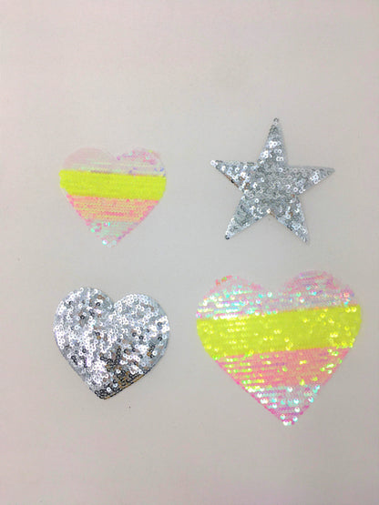 Sequin Sparkly Hearts and Star Patches - Ships from USA