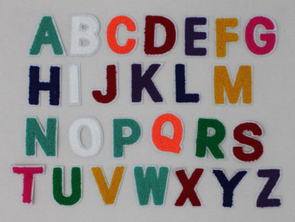 2 Inch Chenille Letters - Multiple Colors, White Background