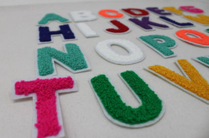 2 Inch Chenille Letters - Multiple Colors, White Background