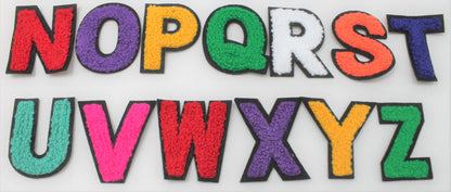 2 Inch Chenille Letters with Black Background - Multiple Colors