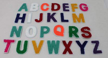 2 Inch Chenille Letters - Multiple Colors, White Background