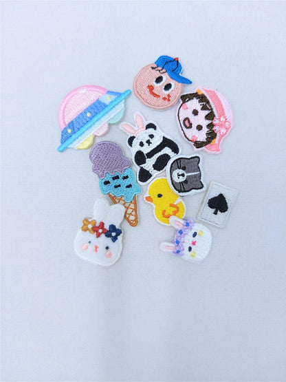 Sequin and Embroidery Cartoons Pandas Ducks Rabbit Mini Patches Set - Ships from USA