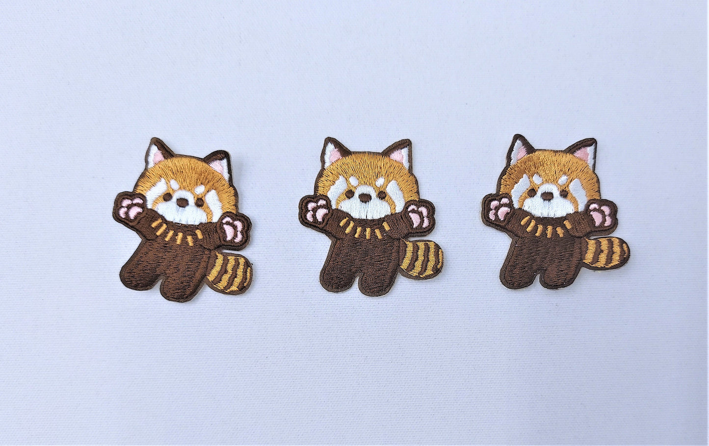 Three Embroidery Red Panda Patches - Ships from USA