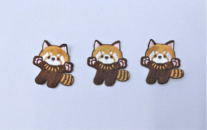 Three Embroidery Red Panda Patches - Ships from USA