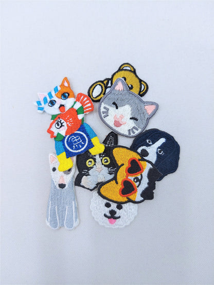 Sequin and Embroidery Cats and Dogs Mini Patches Set - Ships from USA