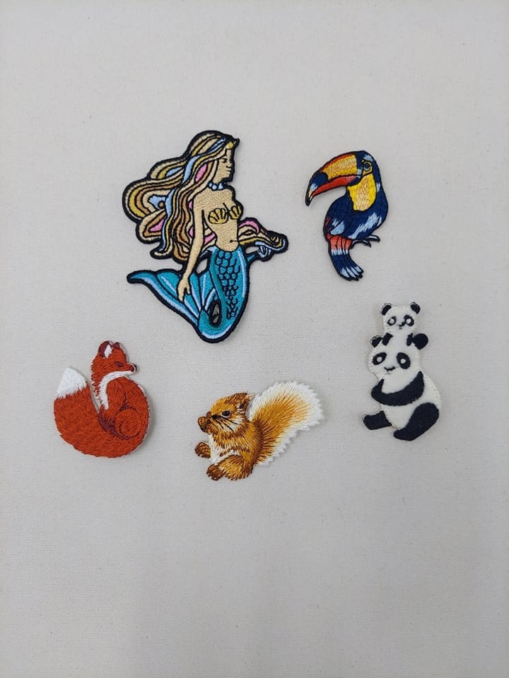 Embroidery Fox, Toucan, Squirrel, Panda, Mermaid Animal Patches - Ships from USA