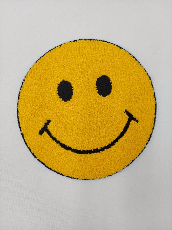 Chenille Patch: Yellow Happy Face Large and Small - Ships from USA