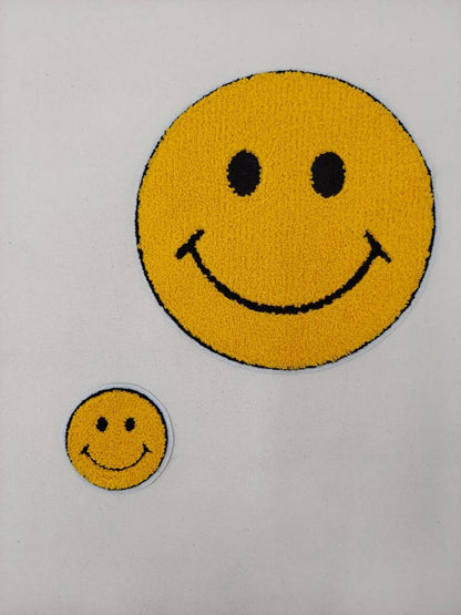 Chenille Patch: Yellow Happy Face Large and Small - Ships from USA