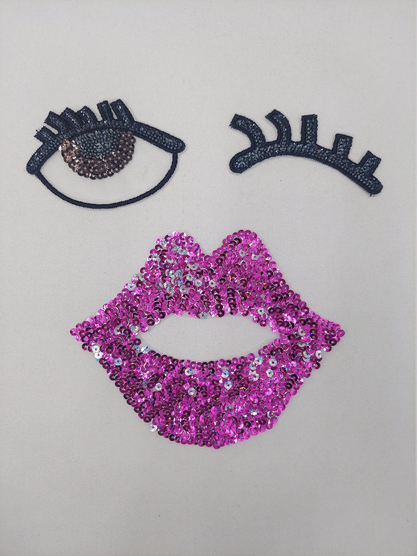 Three Piece Face: Sequin and Embroidery Patch