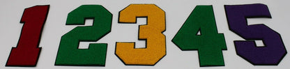 Large 8 Inch Chenille Numbers w/ Black Background: Pick Your # / Color