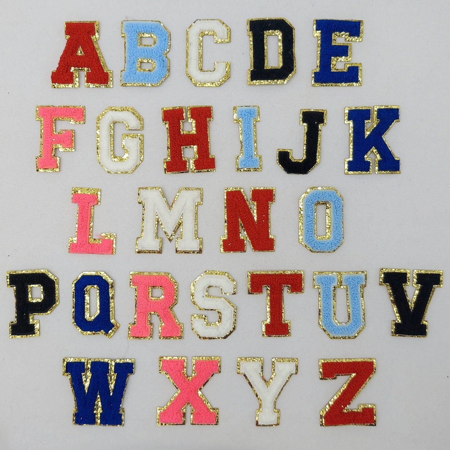 RESTOCKED! 2 Inch Chenille Letter with Gold Glitter Border: Pick Your Letter/ Color