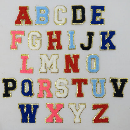 RESTOCKED! 2 Inch Chenille Letter with Gold Glitter Border: Pick Your Letter/ Color