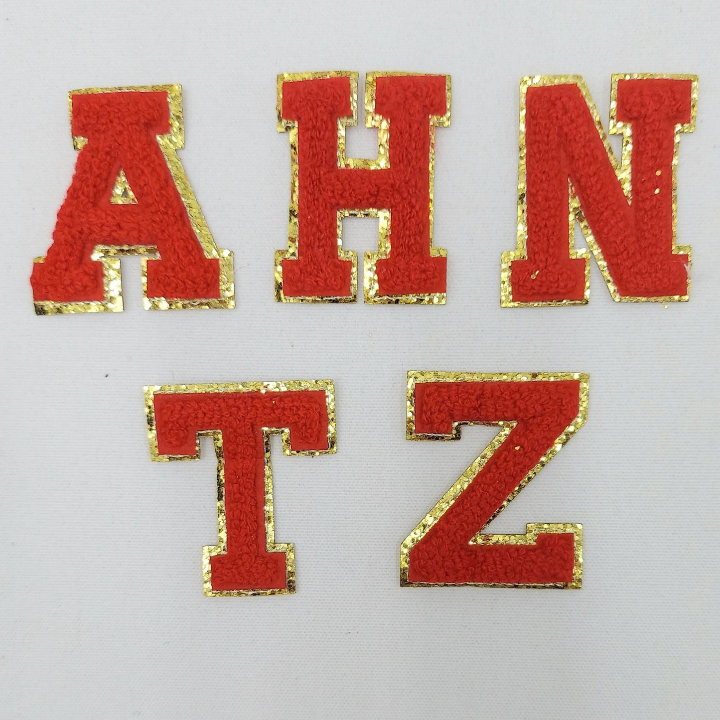 RESTOCKED! 2 Inch Chenille Letter with Gold Glitter Border: Pick Your Letter/ Color
