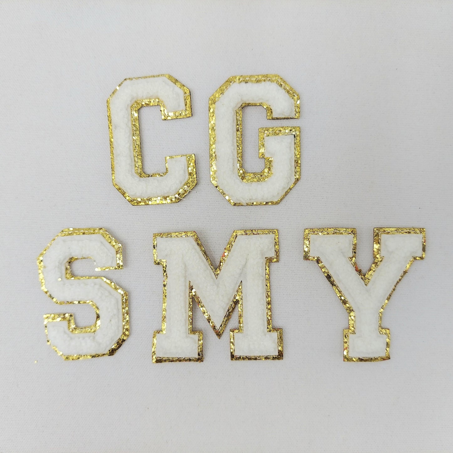 RESTOCKED! 2 Inch Chenille Letter with Gold Glitter Border: Pick Your Letter/ Color