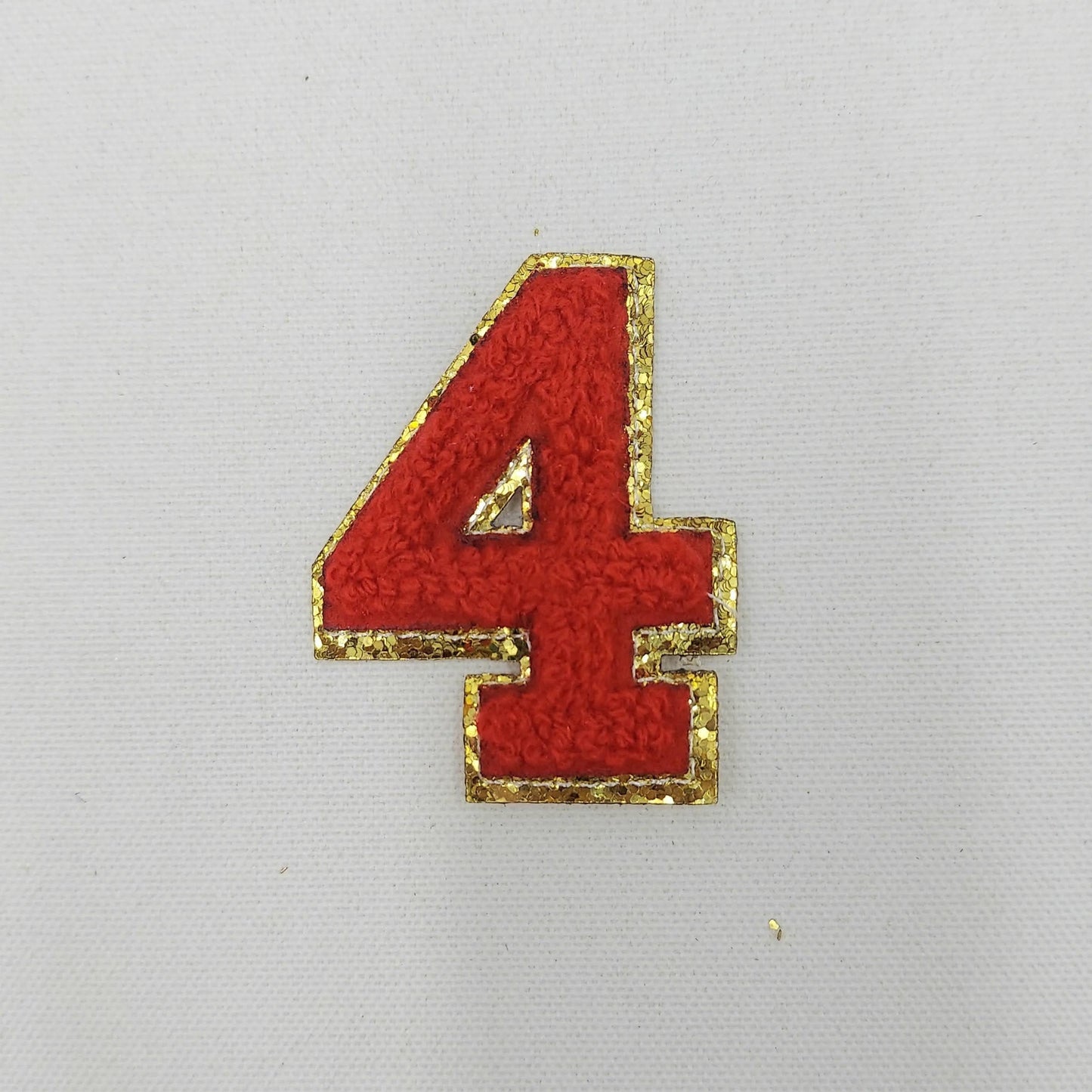 2 Inch Chenille Number with Gold Glitter Border: Pick Your Letter/ Color
