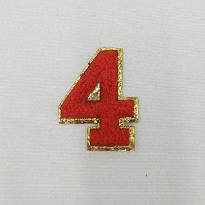 2 Inch Chenille Number with Gold Glitter Border: Pick Your Letter/ Color