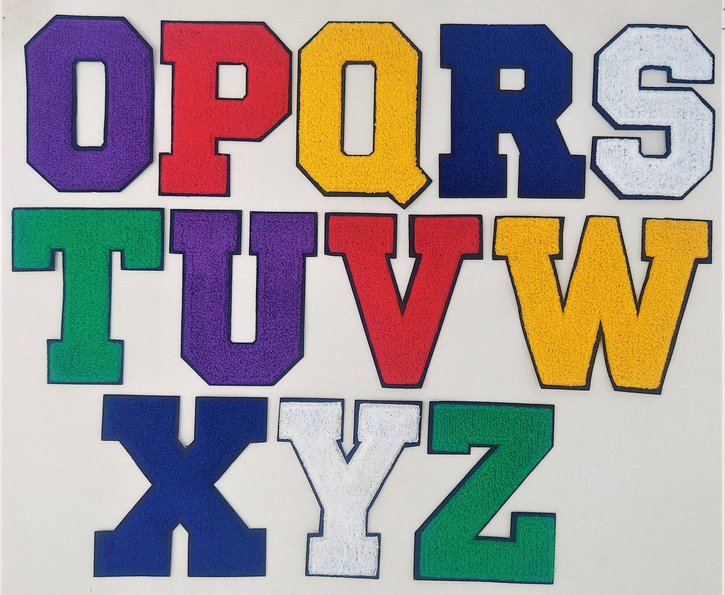 5 Inch Chenille Letters w/ Black Background: Pick Your Letter / Color