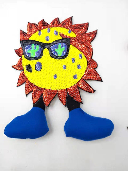 Sequin Cool Sun with Dangling Feet Patches - Ships from USA