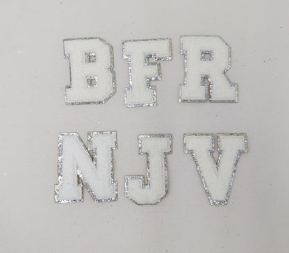 2 Inch Chenille Letter with Silver Glitter Border: Pick Your Letter/ Color