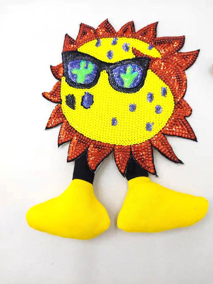 Sequin Cool Sun with Dangling Feet Patches - Ships from USA