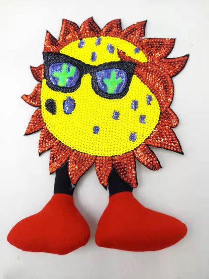 Sequin Cool Sun with Dangling Feet Patches - Ships from USA