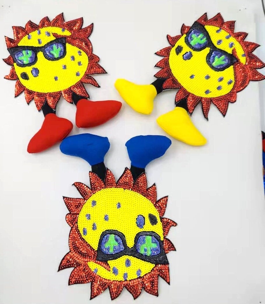 Sequin Cool Sun with Dangling Feet Patches - Ships from USA