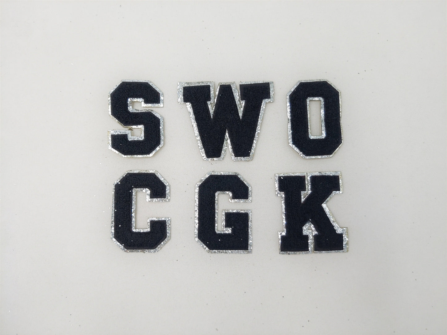 3 Inch Chenille Letter with Silver Glitter Border: Pick Your Letter/ Color