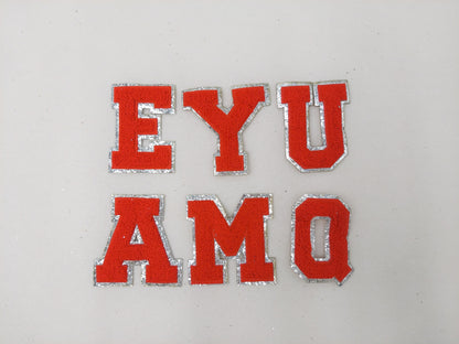 2 Inch Chenille Letter with Silver Glitter Border: Pick Your Letter/ Color