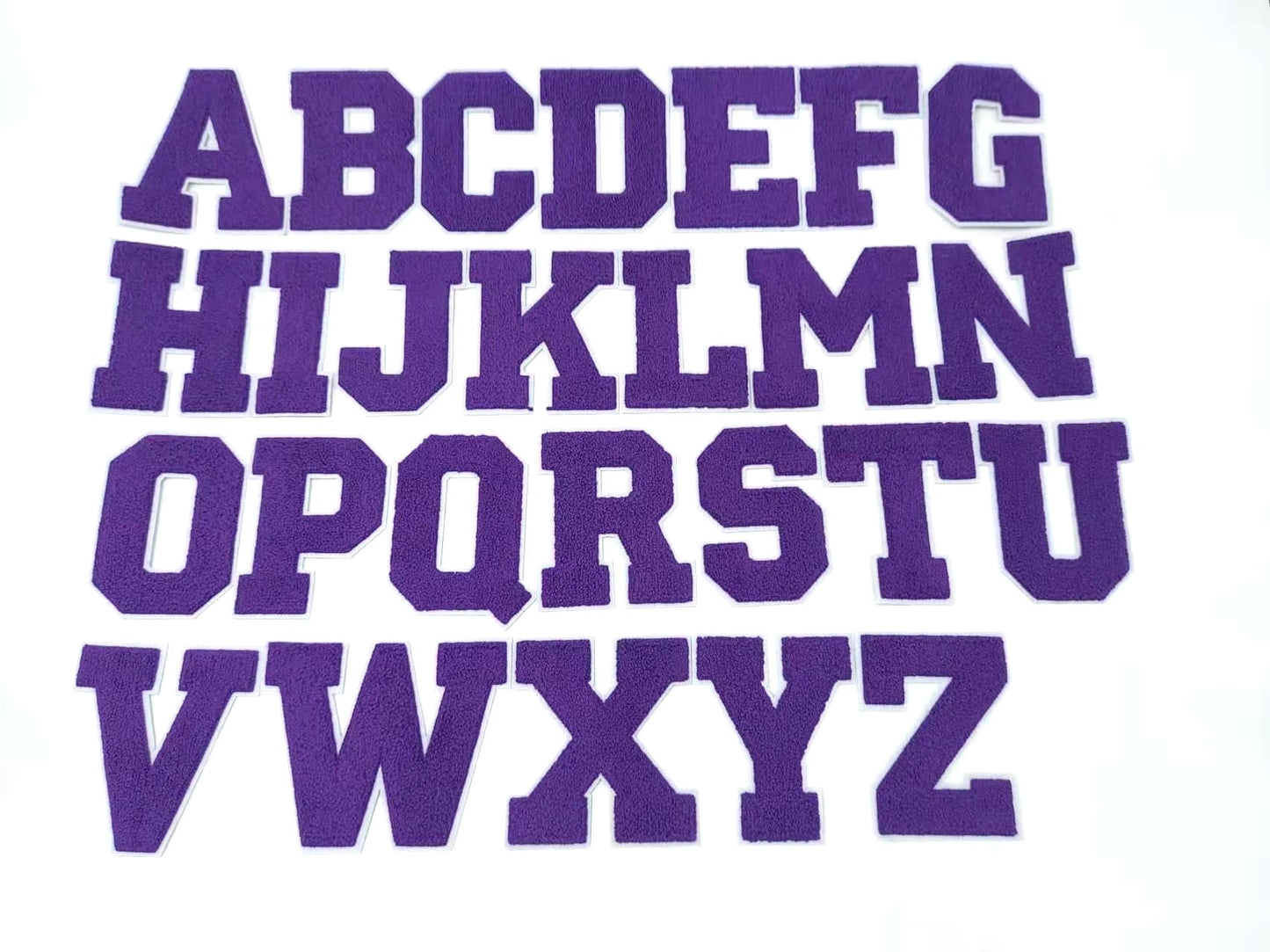 5 Inch Chenille Letters with White Background: Pick Your Letter / Color