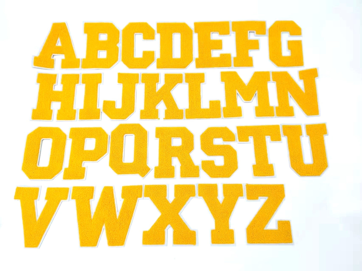 5 Inch Chenille Letters with White Background: Pick Your Letter / Color