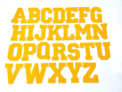 5 Inch Chenille Letters with White Background: Pick Your Letter / Color