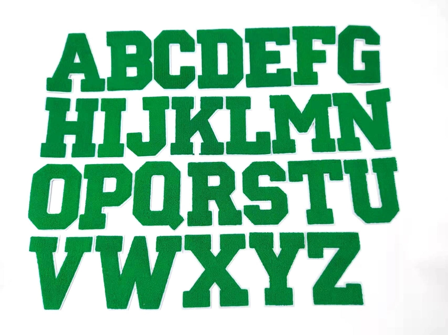 5 Inch Chenille Letters with White Background: Pick Your Letter / Color