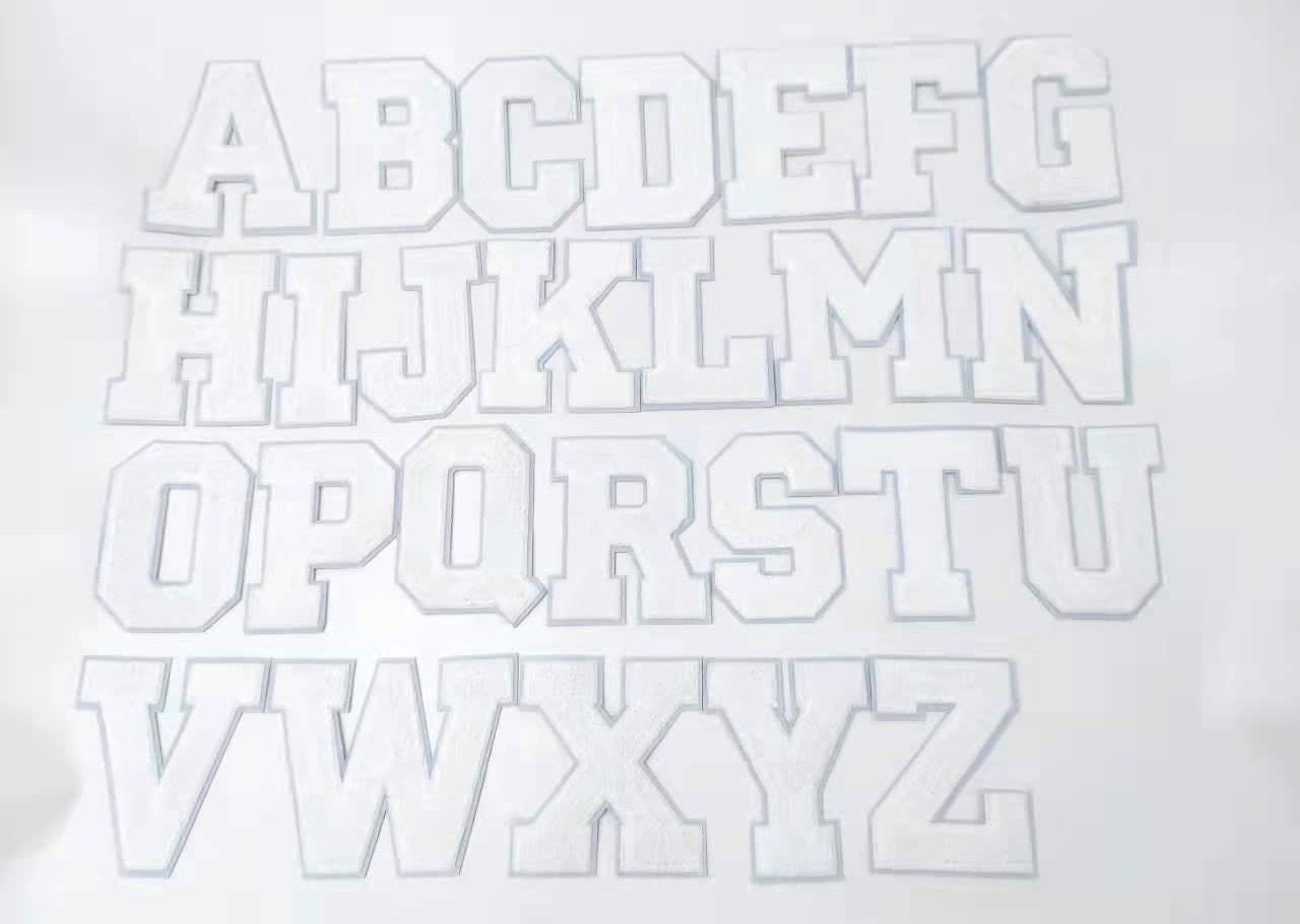 5 Inch Chenille Letters with White Background: Pick Your Letter / Color