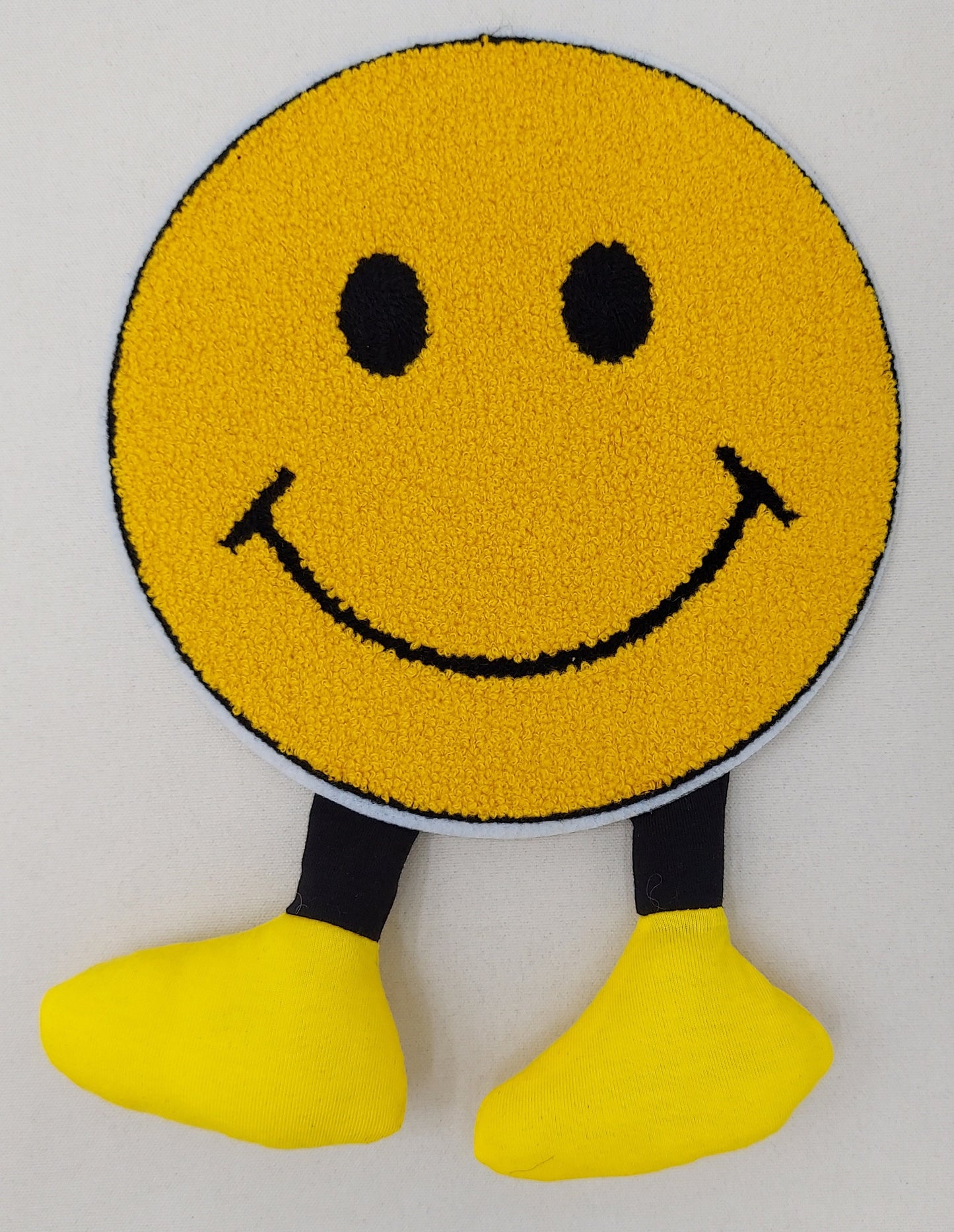Chenille Patch: Yellow Happy Face on Legs - Ships from USA