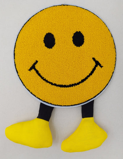 Chenille Patch: Yellow Happy Face on Legs - Ships from USA