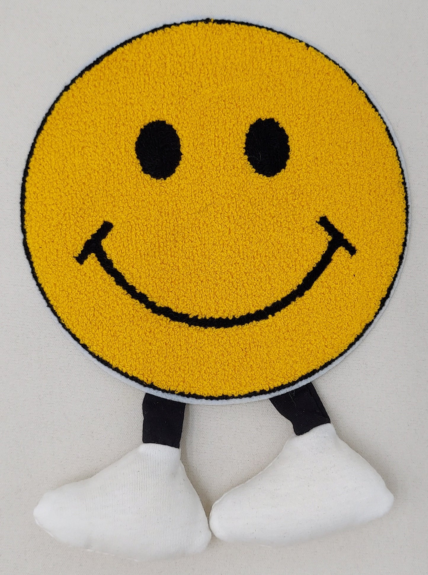 Chenille Patch: Yellow Happy Face on Legs - Ships from USA