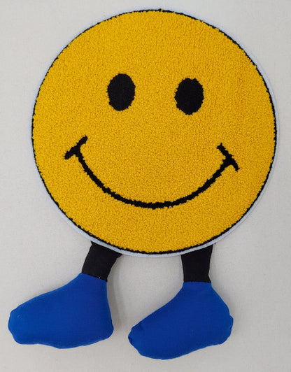 Chenille Patch: Yellow Happy Face on Legs - Ships from USA