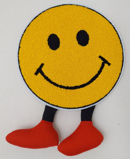 Chenille Patch: Yellow Happy Face on Legs - Ships from USA