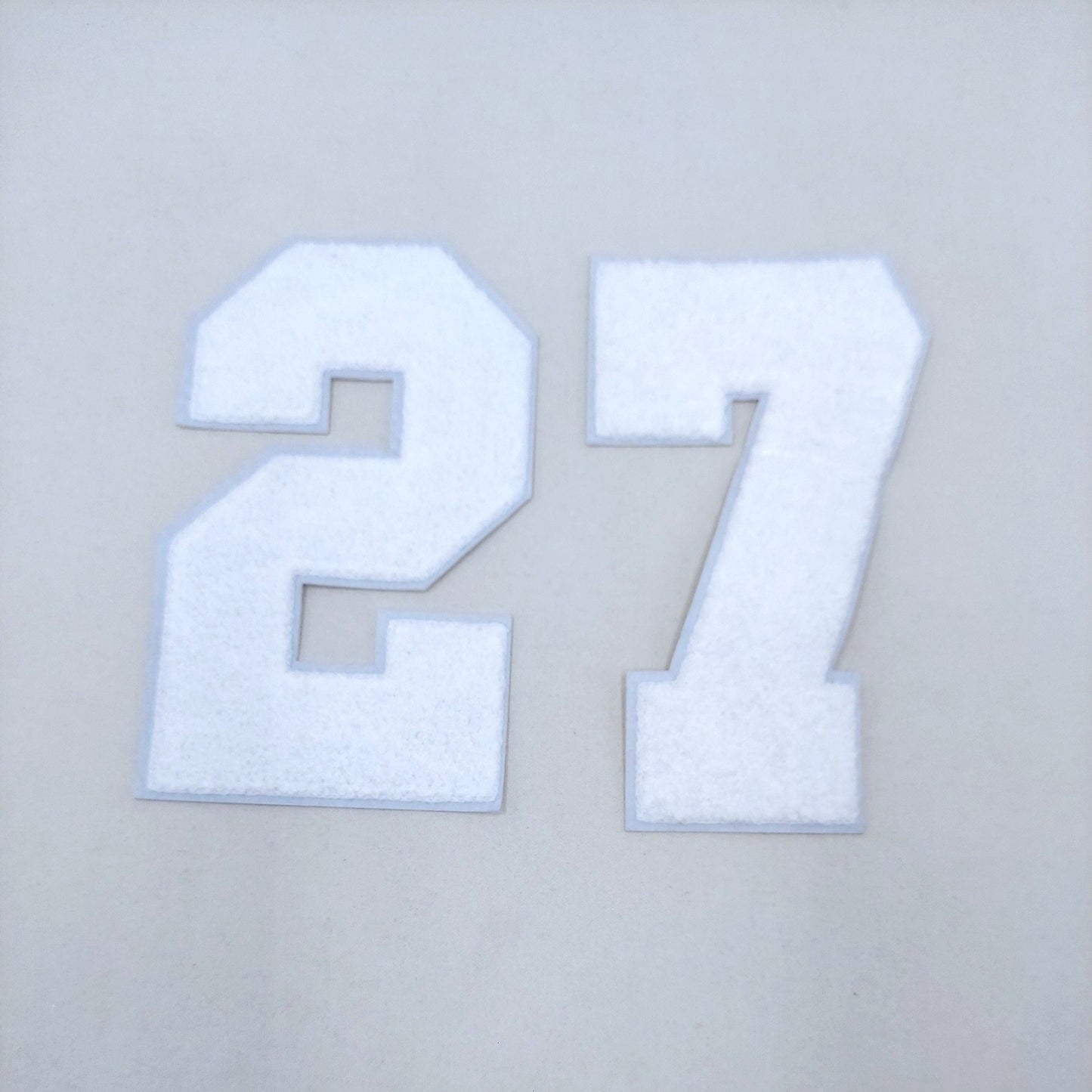 Large 8 Inch Chenille Numbers with White Border: Pick Your # / Color