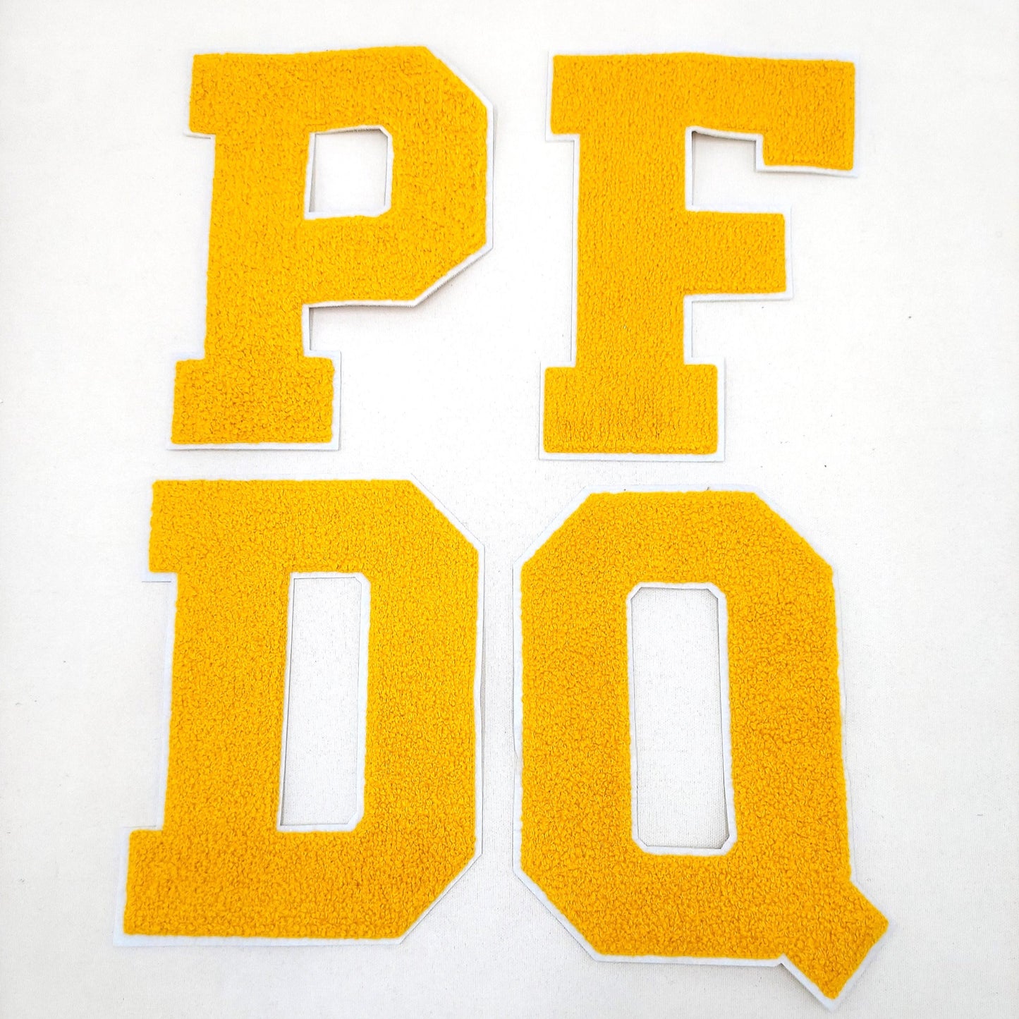 NEW COLORS WHITE Background Large 8 Inch Chenille Letters with White Background: Pick Your Letter / Color