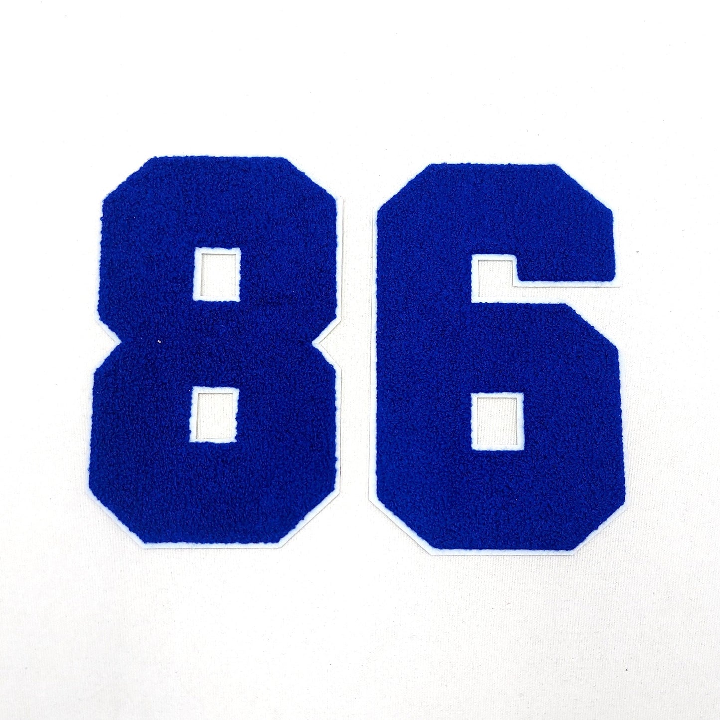 Large 8 Inch Chenille Numbers with White Border: Pick Your # / Color