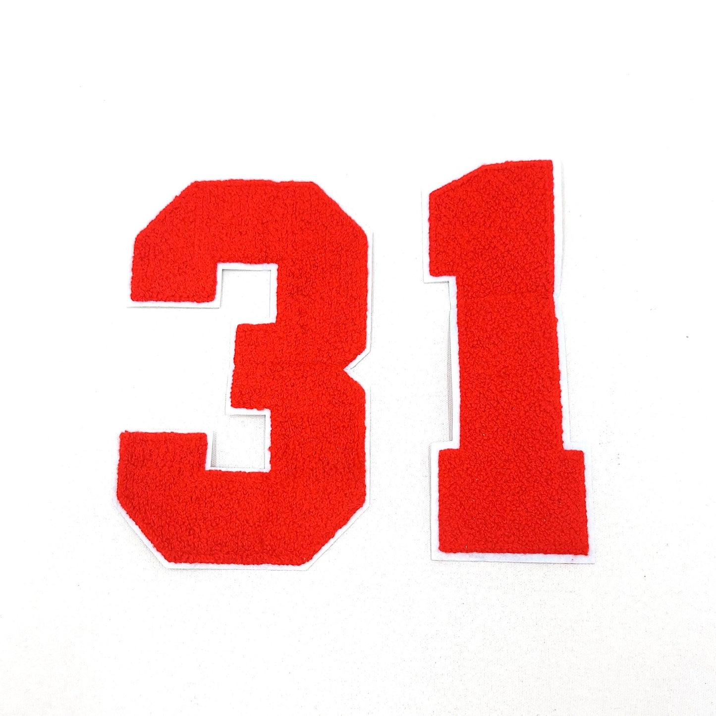 Large 8 Inch Chenille Numbers with White Border: Pick Your # / Color