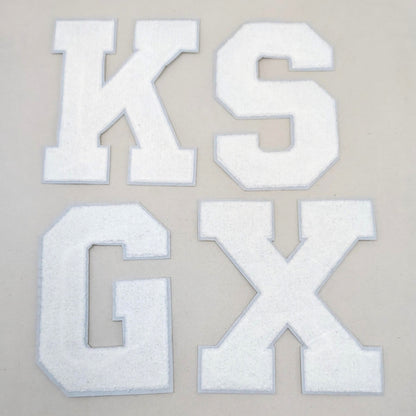NEW COLORS WHITE Background Large 8 Inch Chenille Letters with White Background: Pick Your Letter / Color