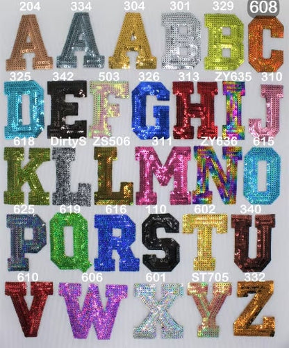 8in Sequin Iron-On Numbers w/ or w/o bordering