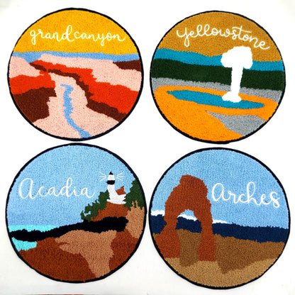 Large Landmark Chenille Souvenir Patch National Parks: Grand Canyon, Yellowstone, Arches, Acadia - 9 in