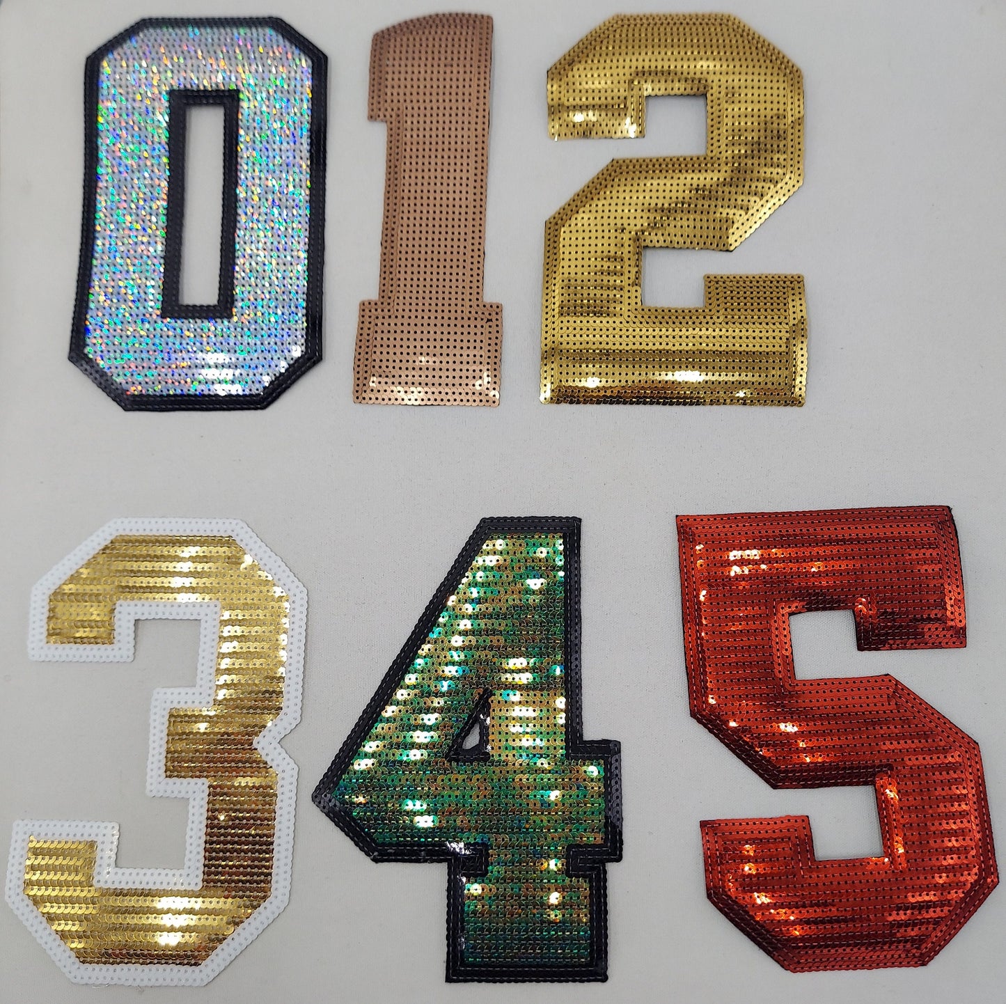 8in Sequin Iron-On Numbers w/ or w/o bordering