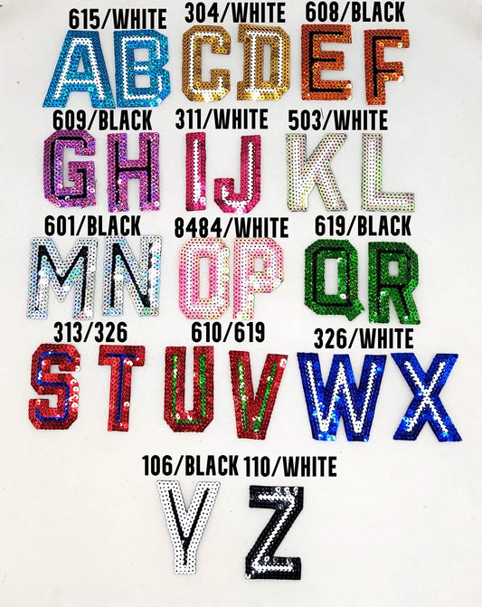 18 Colors! 3in Two Tone Outline Sequin Iron-On Letters